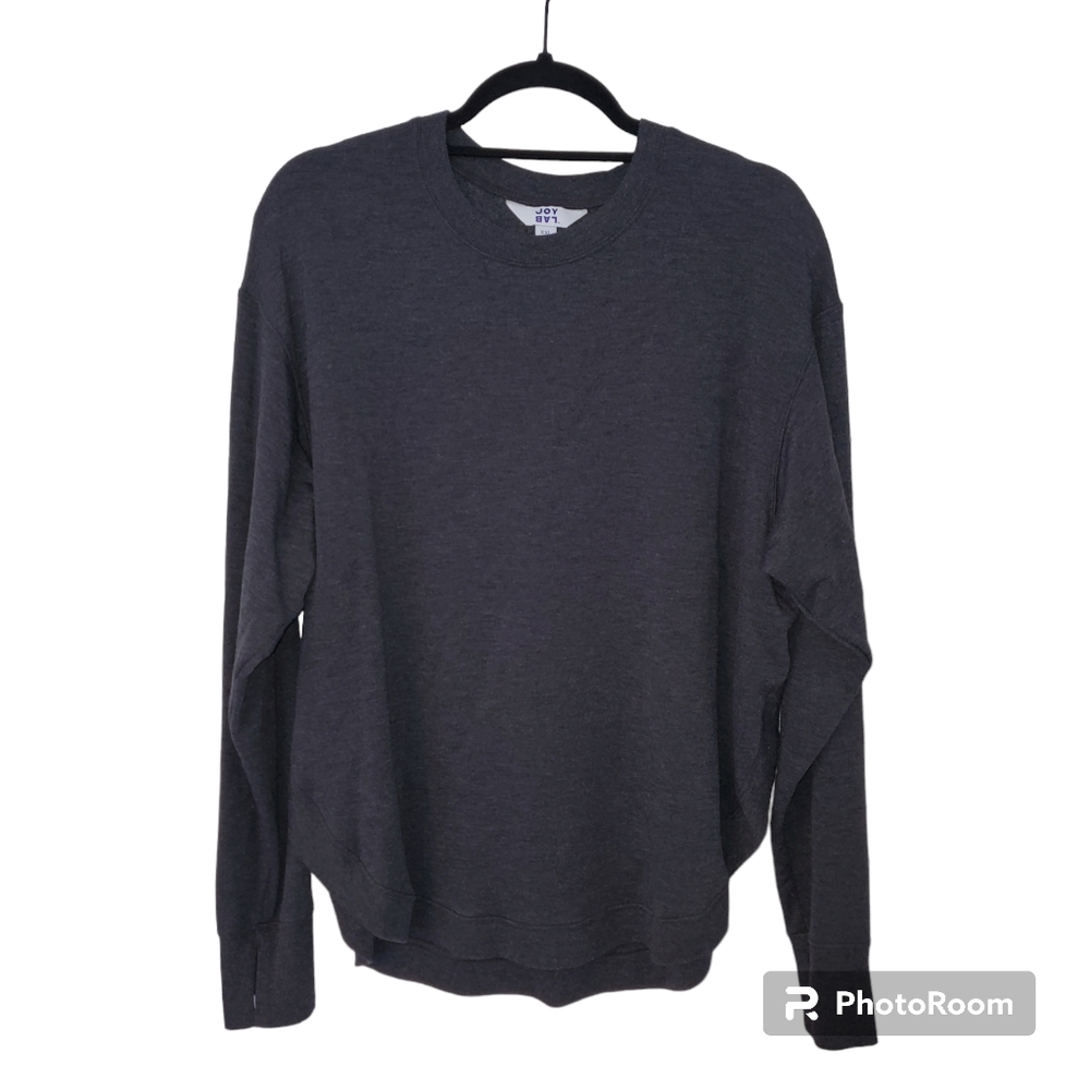 83. XXL Women's Dark Grey Joy Lab Crew Neck Sweater With Thumb Holes